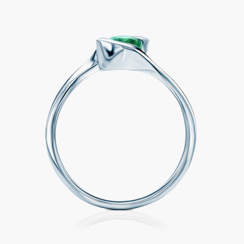 Pierścionek Secret Garden: białe złoto, szmaragd